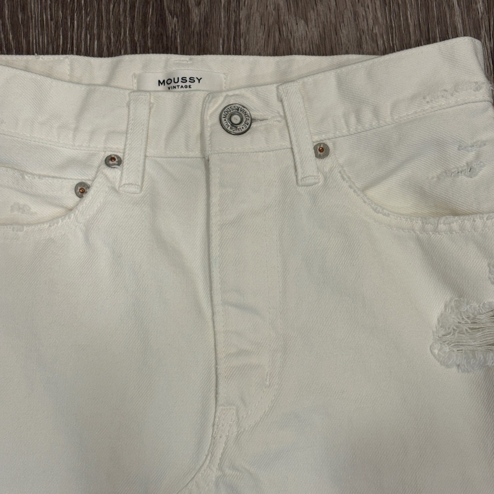 Moussy Vintage White Japanese Denim Ripliy Distressed Mini Skirt 25 Going Out - Picture 4 of 10